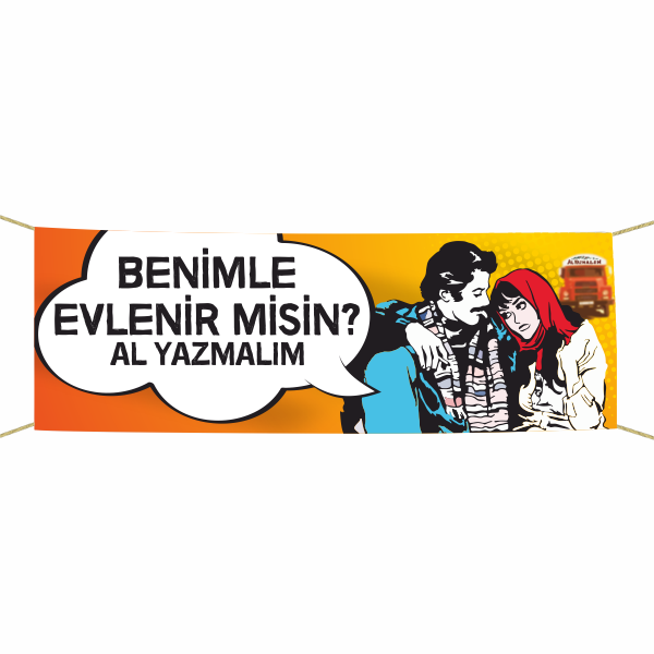 Yeşilçam Temalı Benimle Evlenir misin? Kumaş Pankart