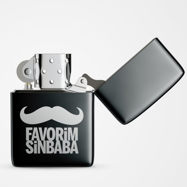 Babalar Günü Baskılı Siyah Metal Çakmak-1