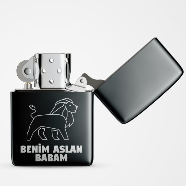 Babalar Günü Baskılı Siyah Metal Çakmak-8