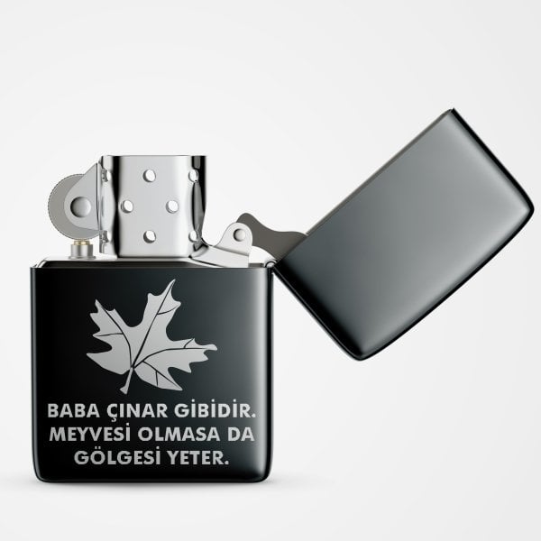 Babalar Günü Baskılı Siyah Metal Çakmak-9