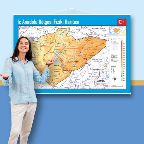 İç Anadolu Bölgesi Fiziki Haritası 70x105