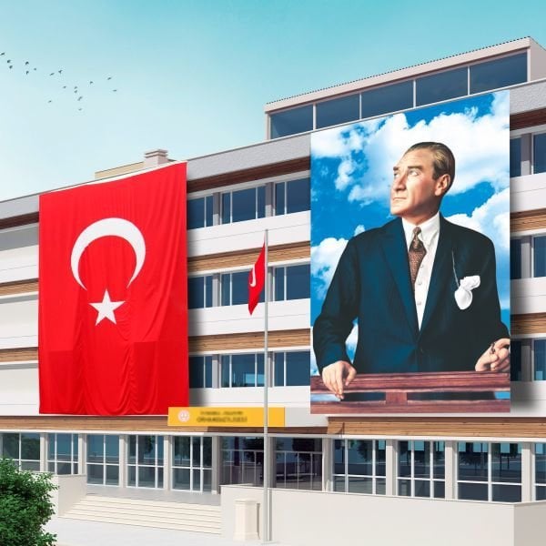 300x450 Atatürk Posteri ve Türk Bayrağı Raşel Kumaş-2