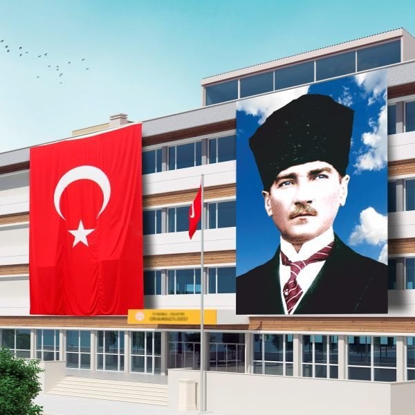 300x450 Atatürk Posteri ve Türk Bayrağı Raşel Kumaş-4
