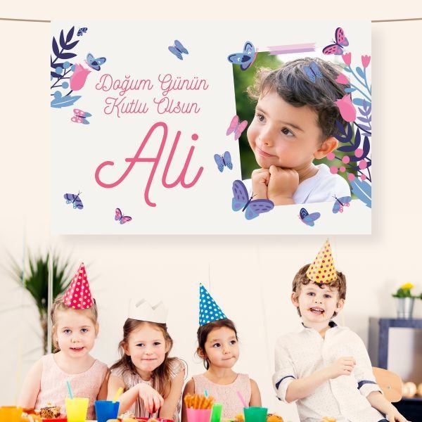 Doğum Günü Saten Kumaş Pankart 100x150 cm-10