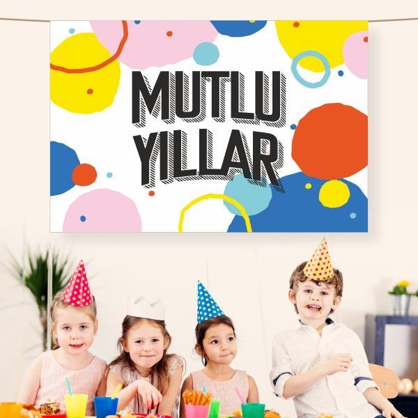 Doğum Günü Saten Kumaş Pankart 100x150 cm-11