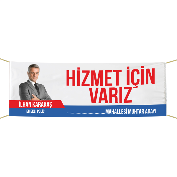 Kişiye Özel Tasarımlı Muhtar Adayı Pankart 75x300 cm