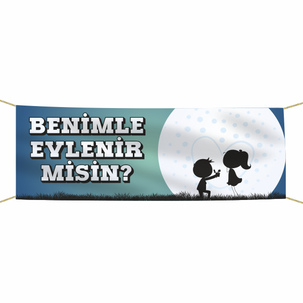 Benimle Evlenir misin? Kumaş Pankart