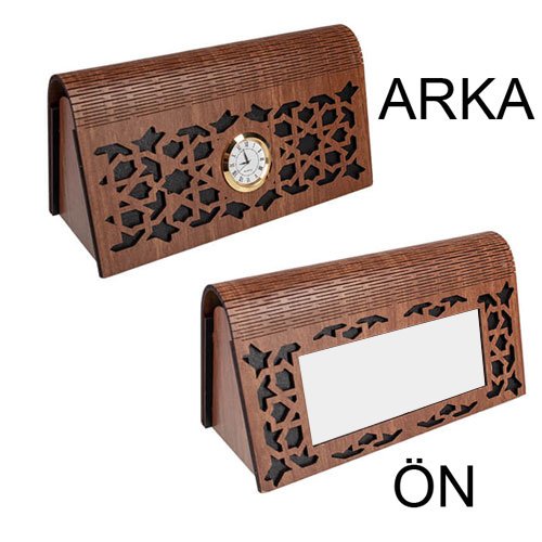 AHM-P02 Piramit Ahşap Masa İsimliği, Saatli-20