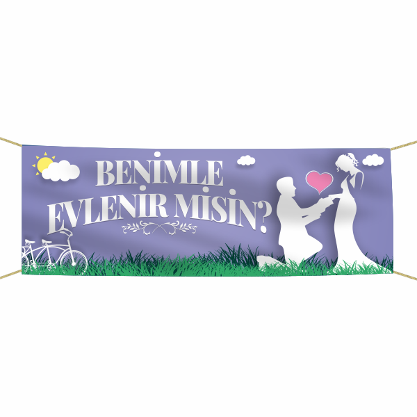 Benimle Evlenir misin? Kumaş Pankart
