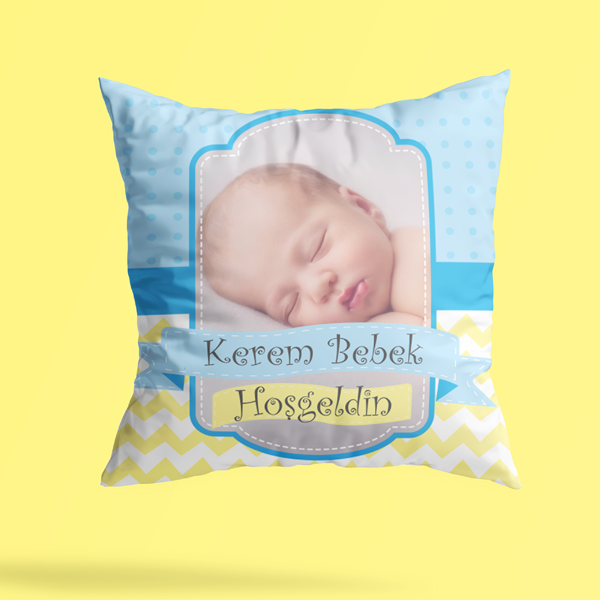 Kişiye Özel Resimli Hoşgeldin Bebek Yastık