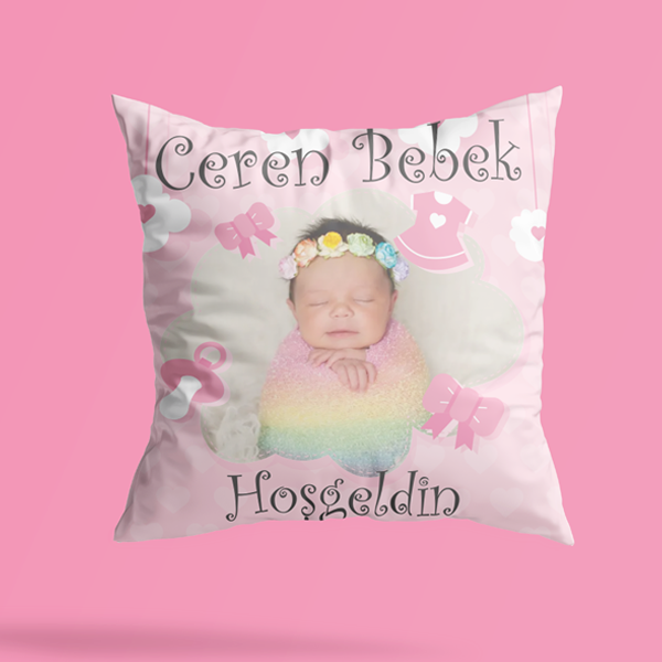 Kişiye Özel Resimli Hoşgeldin Bebek Yastık