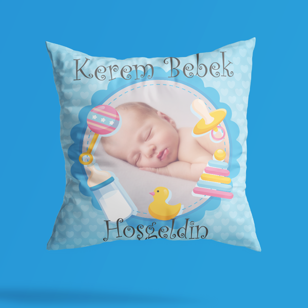 Kişiye Özel Resimli Hoşgeldin Bebek Yastık