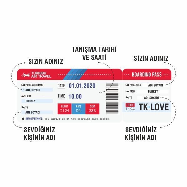 Havayolları Bileti Temalı Sevgili Kupa Bardak-8