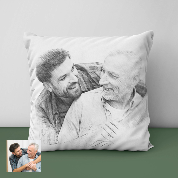 Kişiye Özel Karakalem Baba Temalı Baskılı Yastık-12