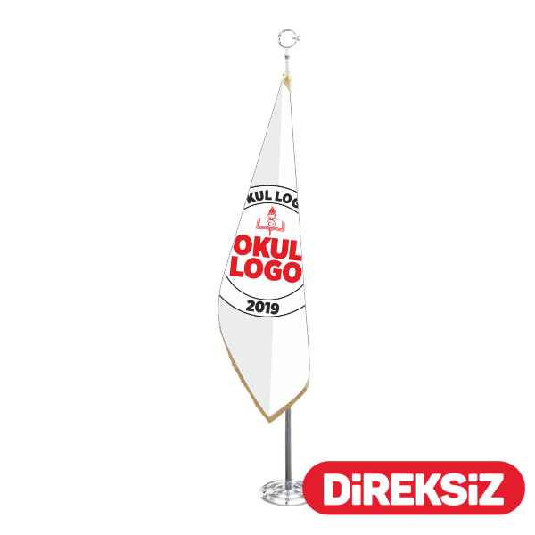 Okul Logolu Telalı Makam Bayrağı - Simli