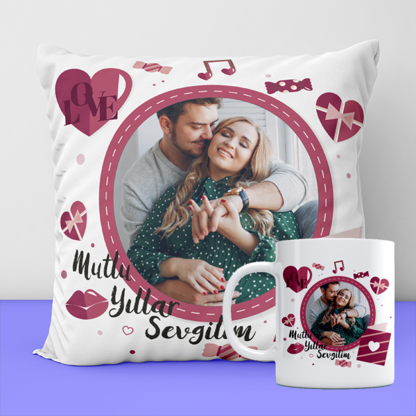 Kişiye Özel Baskılı Yeni Yıl Yastık ve Kupa Seti-8