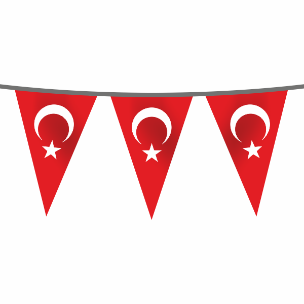 İpe Dizili Süsleme Üçgen Türk Bayrağı 100 metre