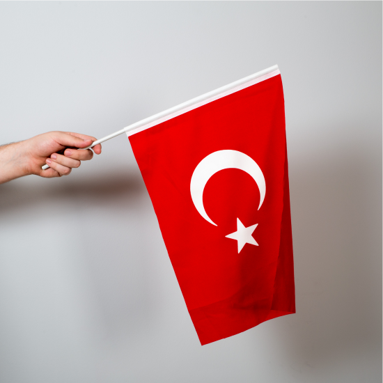 Türk Bayrağı 20x30 cm Alpaka Kumaş - Sopalı-30adet