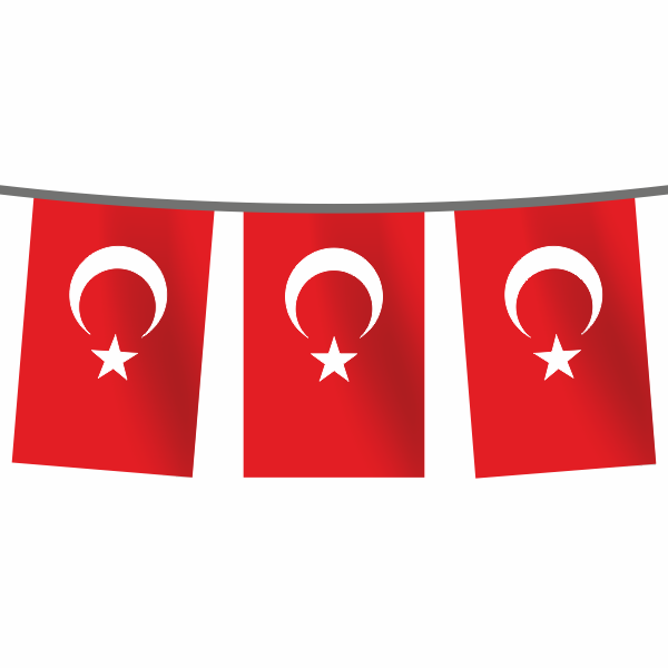 Türk Bayrağı İpe Dizili 50x75 cm-  50 metre Raşel Kumaş