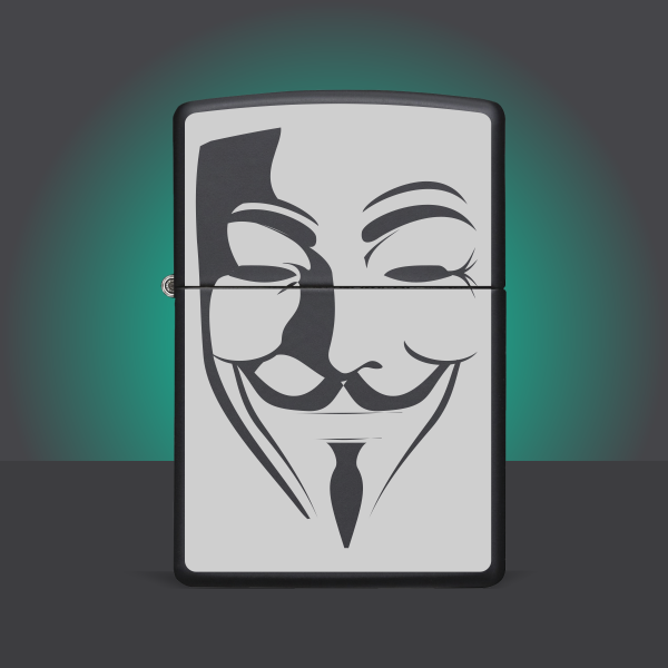 Maske Baskılı Benzinli Siyah Metal Çakmak-42