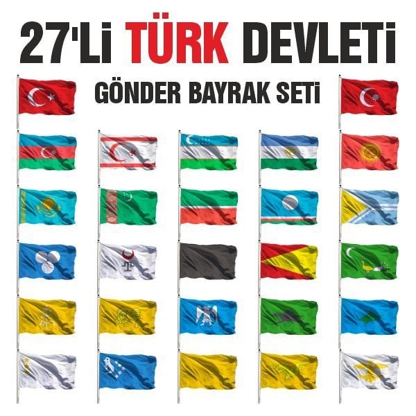 27'li Türk Devletleri Seti 50x75- Sopasız